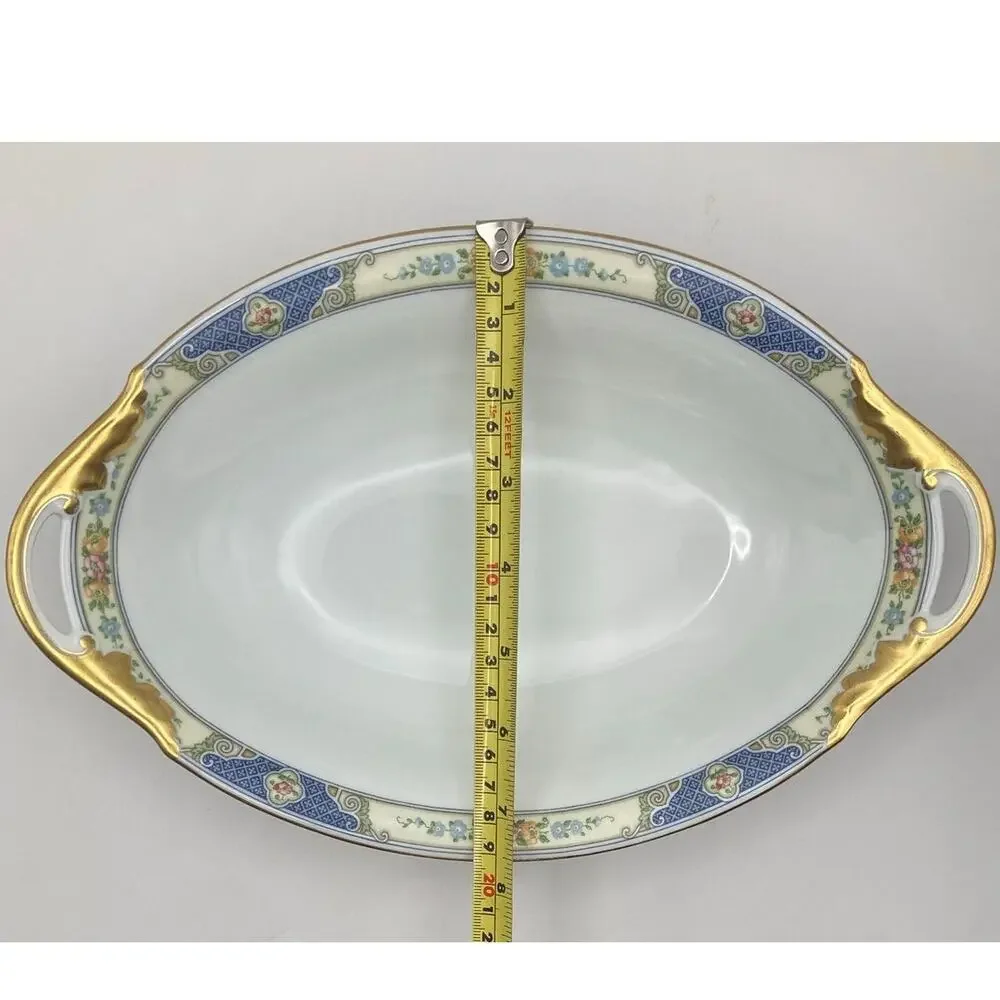 VTG Bohemia Ceramic Works Cecil Pattern Large Oval Au Gratin Dish Czechoslovakia